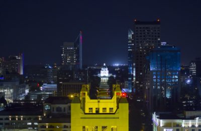 Capitol Mall and Tower Bridge Night Aerial